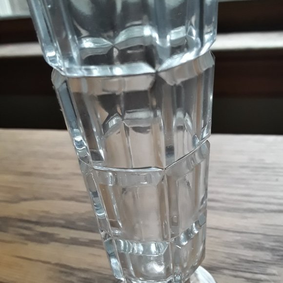 Vintage Borgonovo Milano 15 Cut Glass Footed 6" Bud Vase - Made in Italy- NIB - Picture 2 of 5